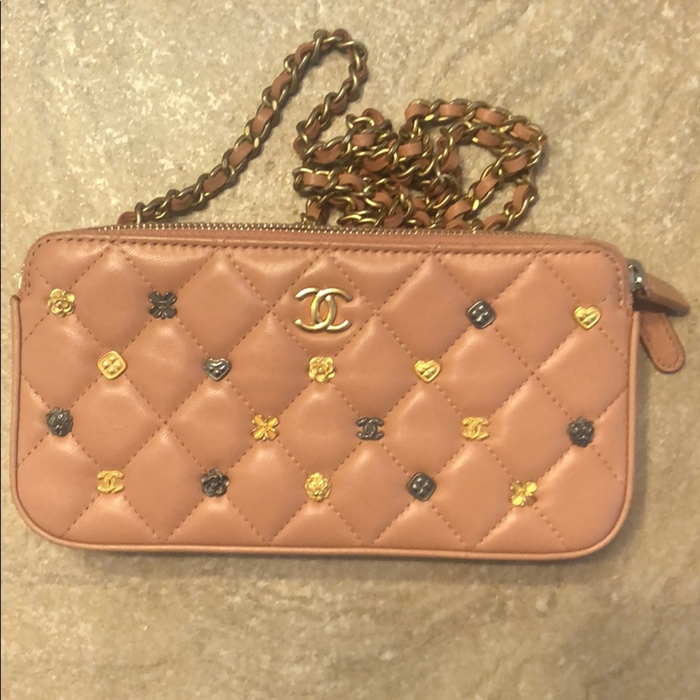 Chanel peach clutch